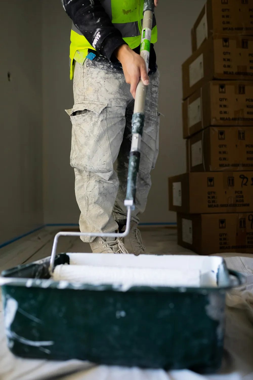 Interior painting with a roller